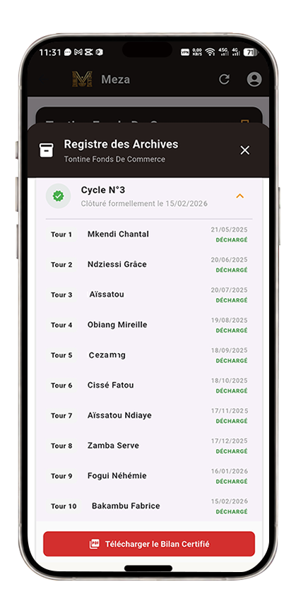 Livre d'or cycle de tontine